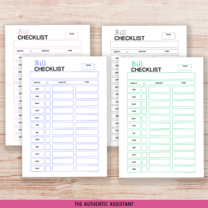 Bill Checklist template