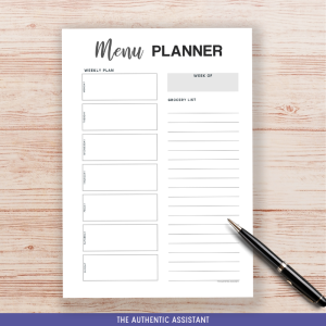 A weekly Menu Planner template