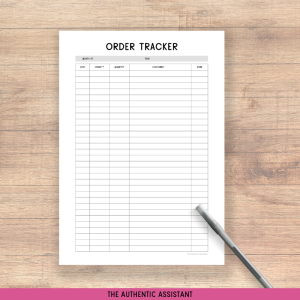 Printable order tracker template