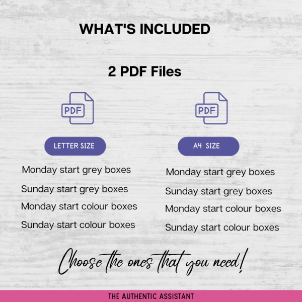 2 pdf files. A4 and letter size. Grey and colour options available.