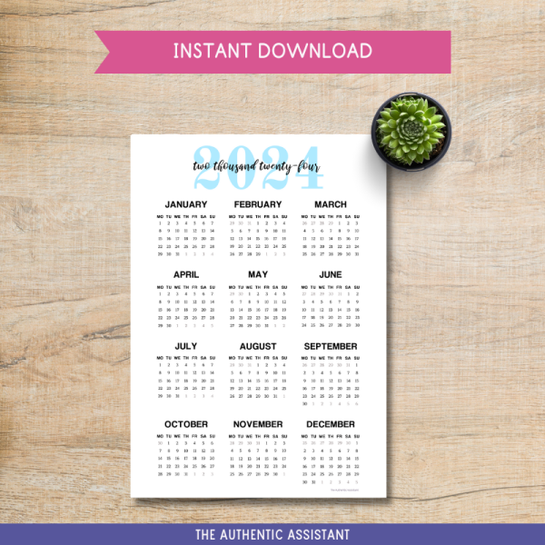 2024 calendar instant download pdf