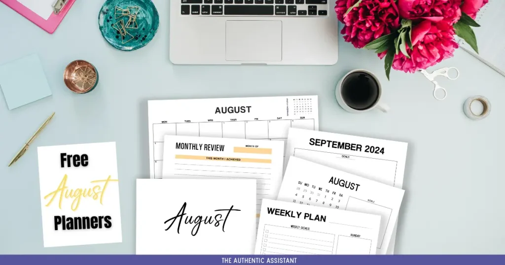 Free August printable planner pages