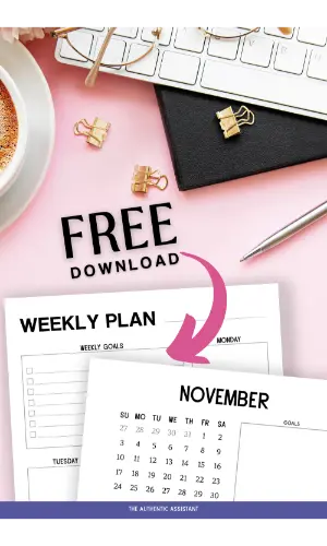 Free download of November planner templates