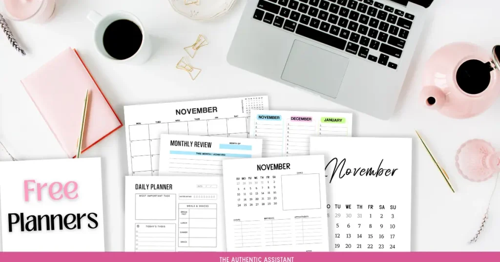 Free to download November planner pages