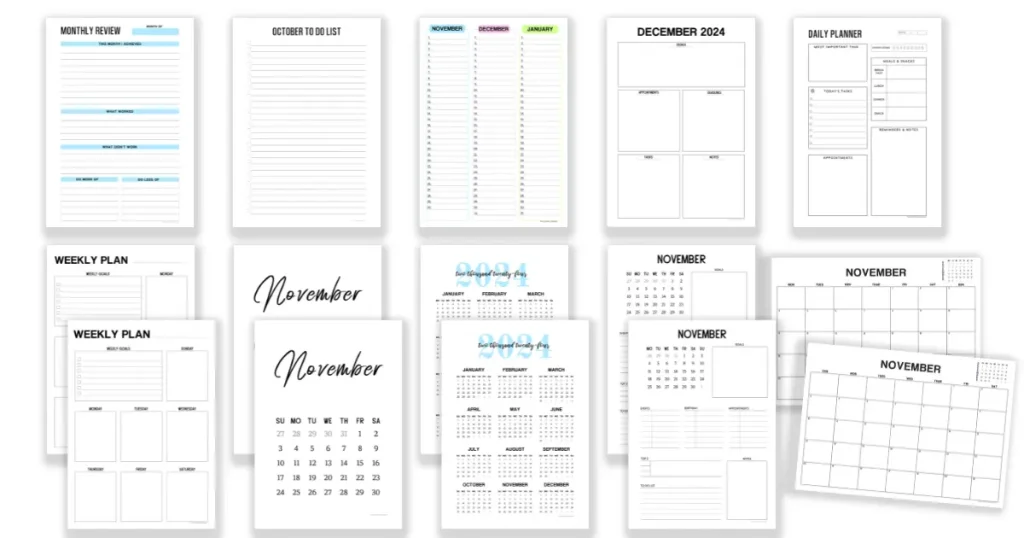 Free November printable planner pages to help you get organised for the month