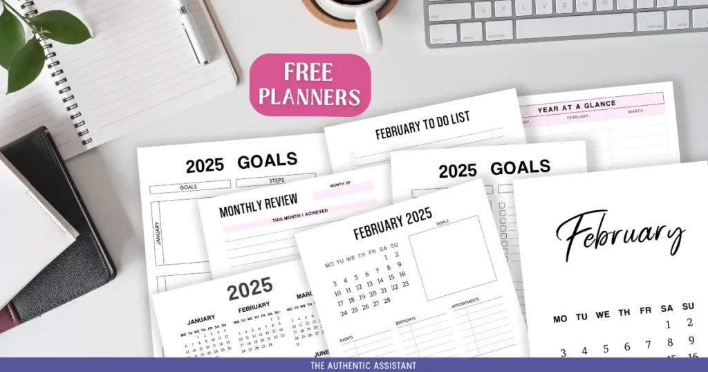 Free February 2025 planner printable templates for you to download and print at home