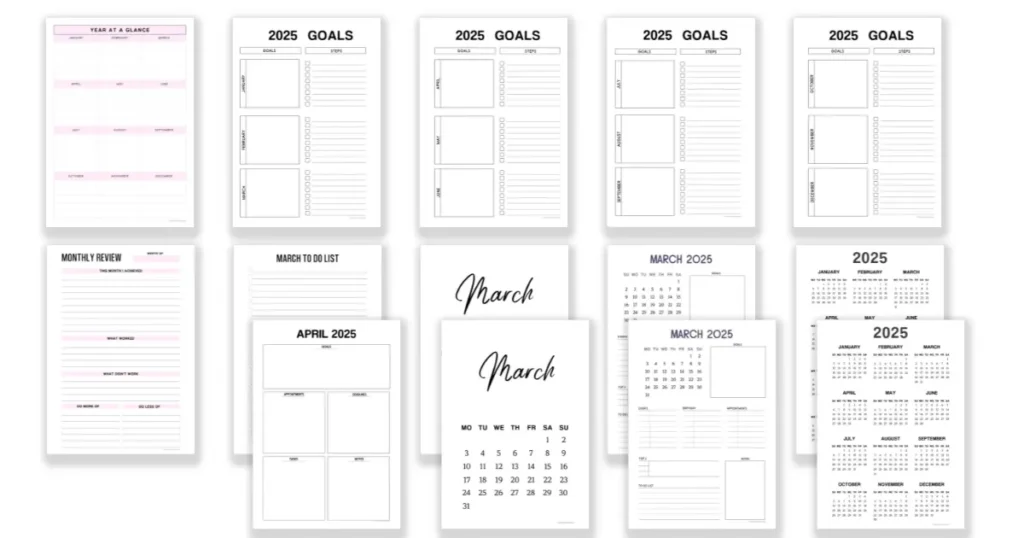 Free March printable planners