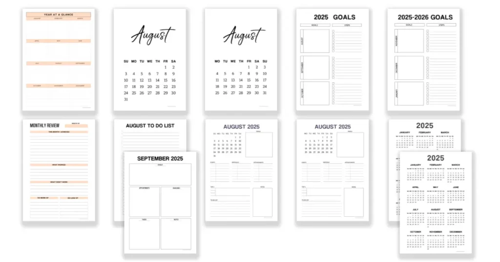 Free August Planner printables